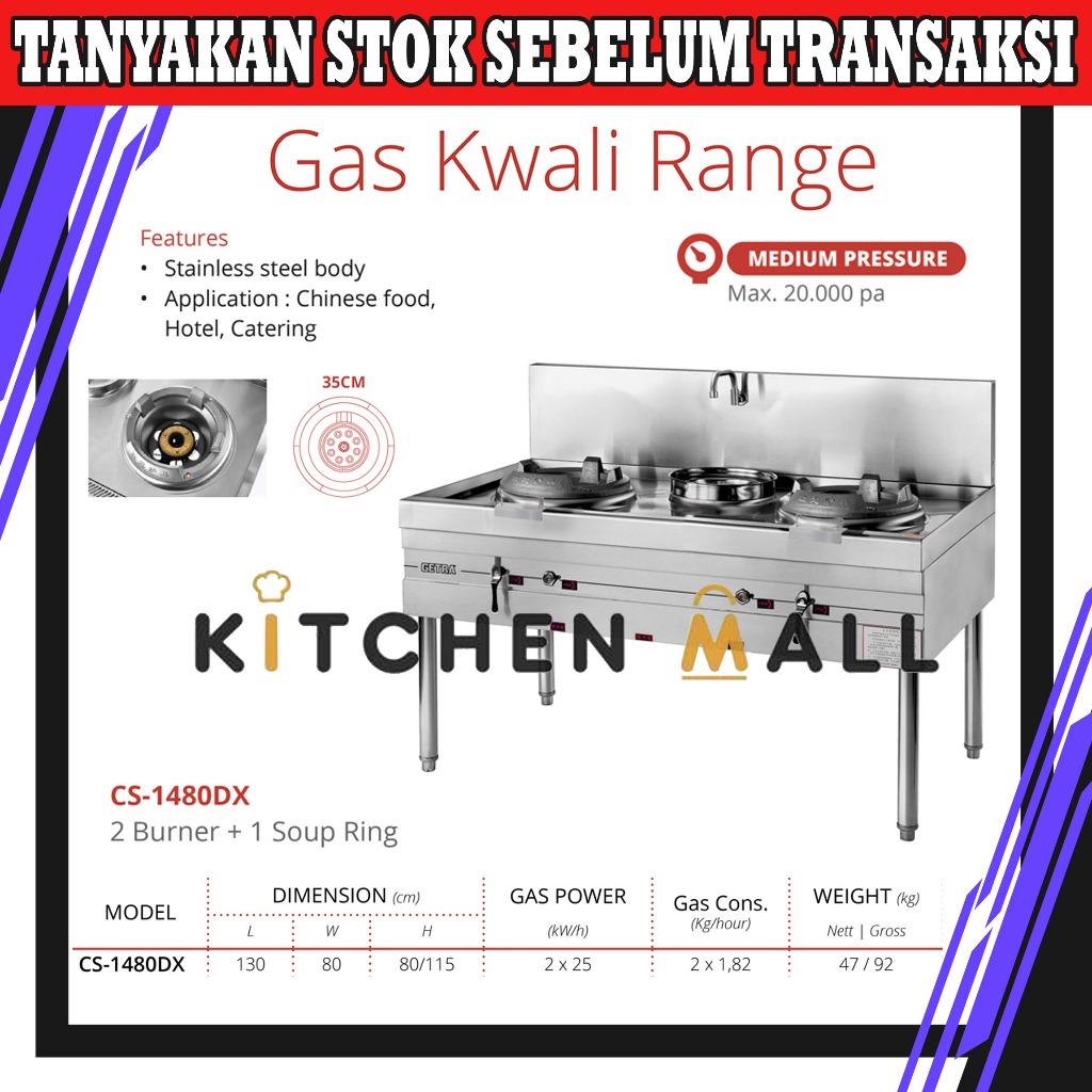 GETRA CS-1480DX gas kwali range / kompor hotel / kompor catering