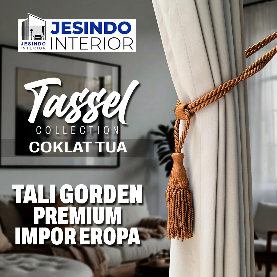 Tali Ikatan Gorden Gordyn Tassel Mewah Import Eropa Warna COKLAT TUA