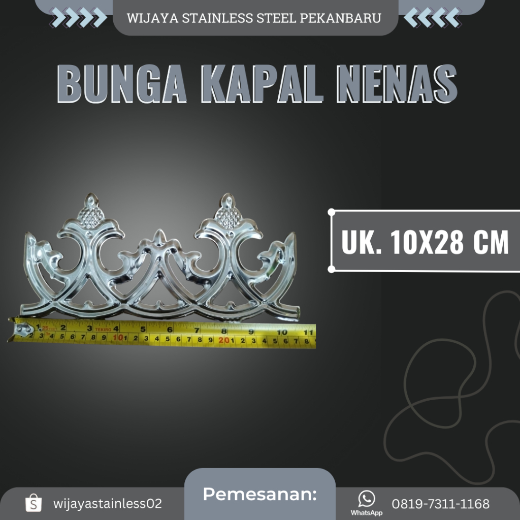 BUNGA KAPAL/NENAS STAINLESS STENLIS STEEL ORNAMEN PAGAR