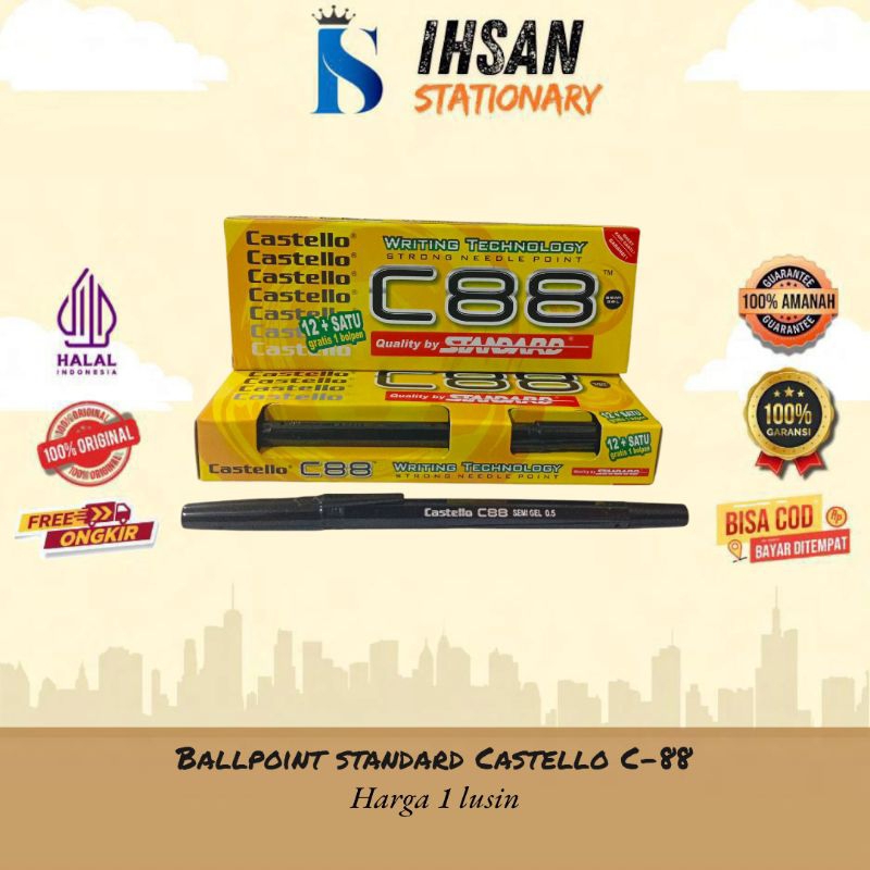 

Balpoint Murah Standard Castello C88 Isi 12 Pcs (1 Lusin)