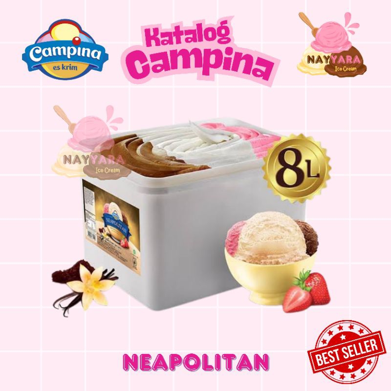 

Neapolitan Campina Ice Cream 8L ( Campina Eskrim 8 Liter 3 rasa )