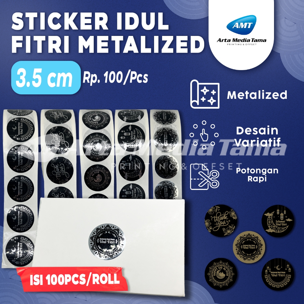 

(ISI 100PCS/ROLL) STIKER LABEL BULAT | STIKER SEGEL KOTAK KUE | STIKER LEBARAN METALIZE | UK3,5cm