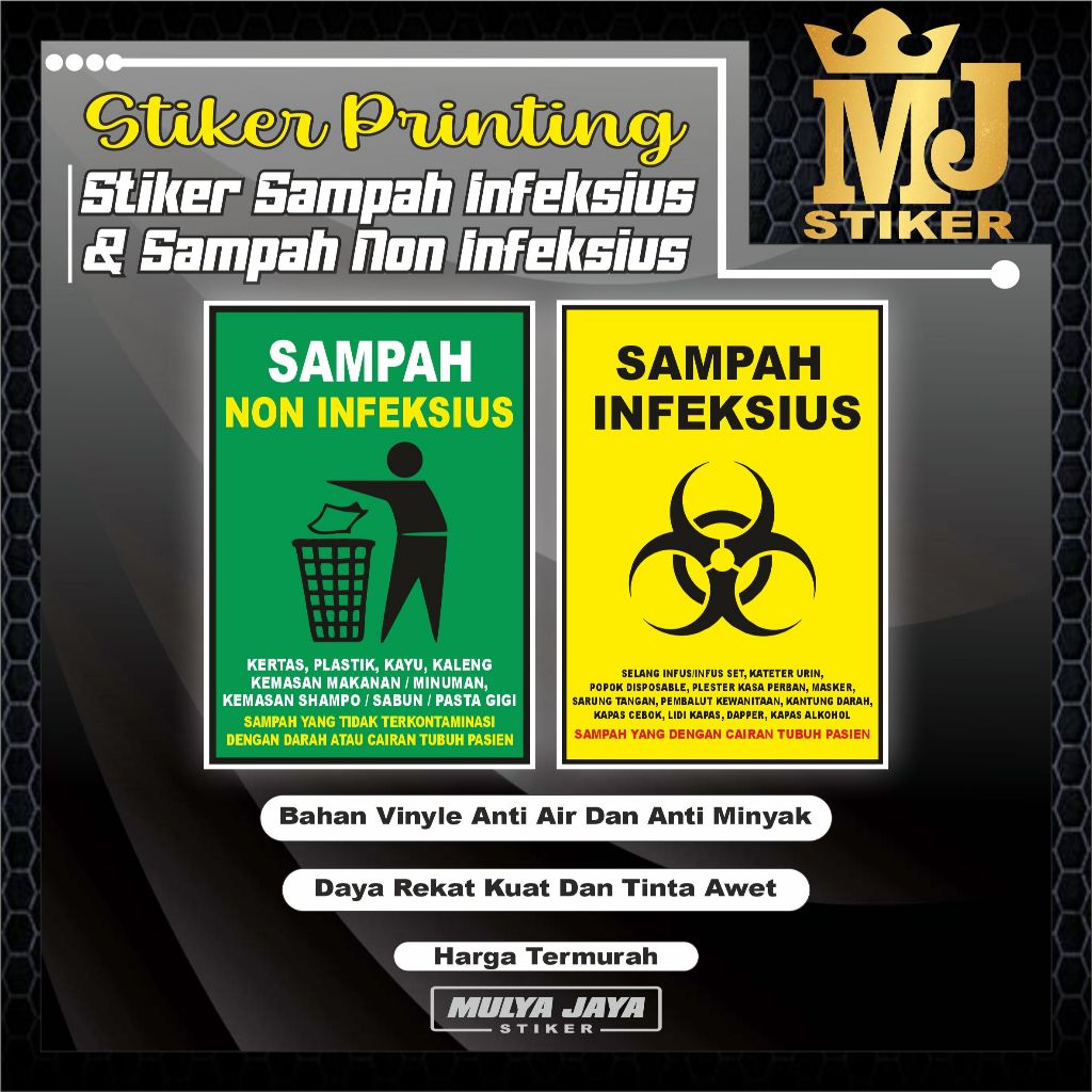 

PROMO Mulya Jaya Stiker Limbah Sampah Infeksius / Limbah Sampah Non Infeksius / Sticker Medis / Stiker Limbah Medis