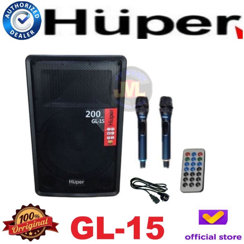 Huper GL15 15" Wireless Portable Speaker Aktif Huper GL-15