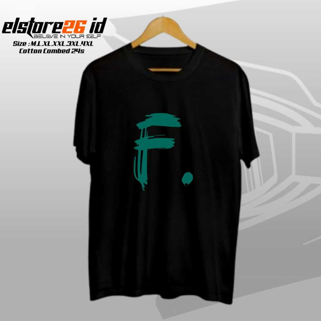 ELSTR26 Baju Kaos Inisial Huruf F,G,H,I,J | Cotton Combed24s Tebal,Halus | Pakaian Pria & Wanita