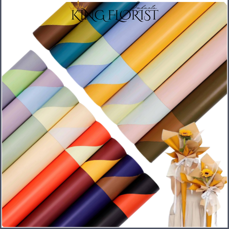 

20 LEMBAR Bicolor Cellophane Kertas Buket Bunga Dua Warna Wrapping Paper 6200