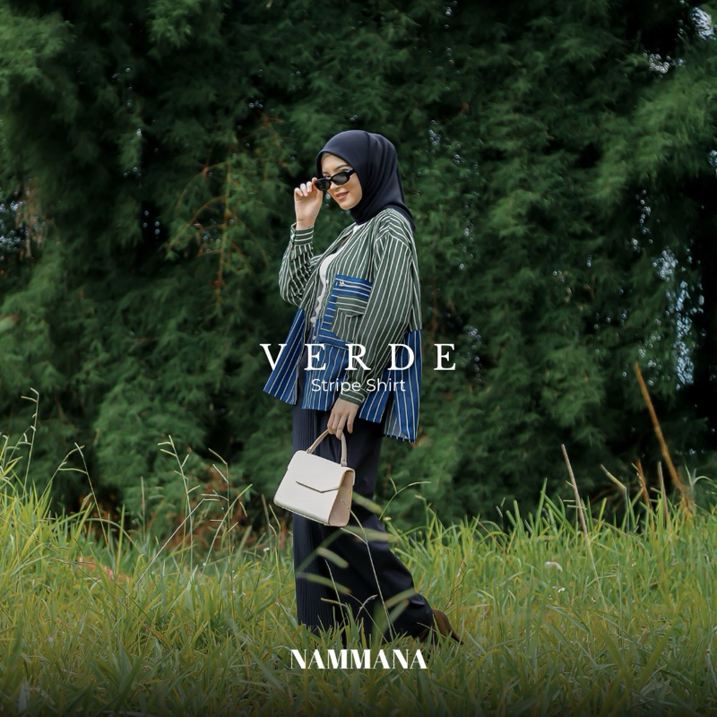 Nammana - Verde Oversized Top - Kemeja Oversize Wanita Stripe