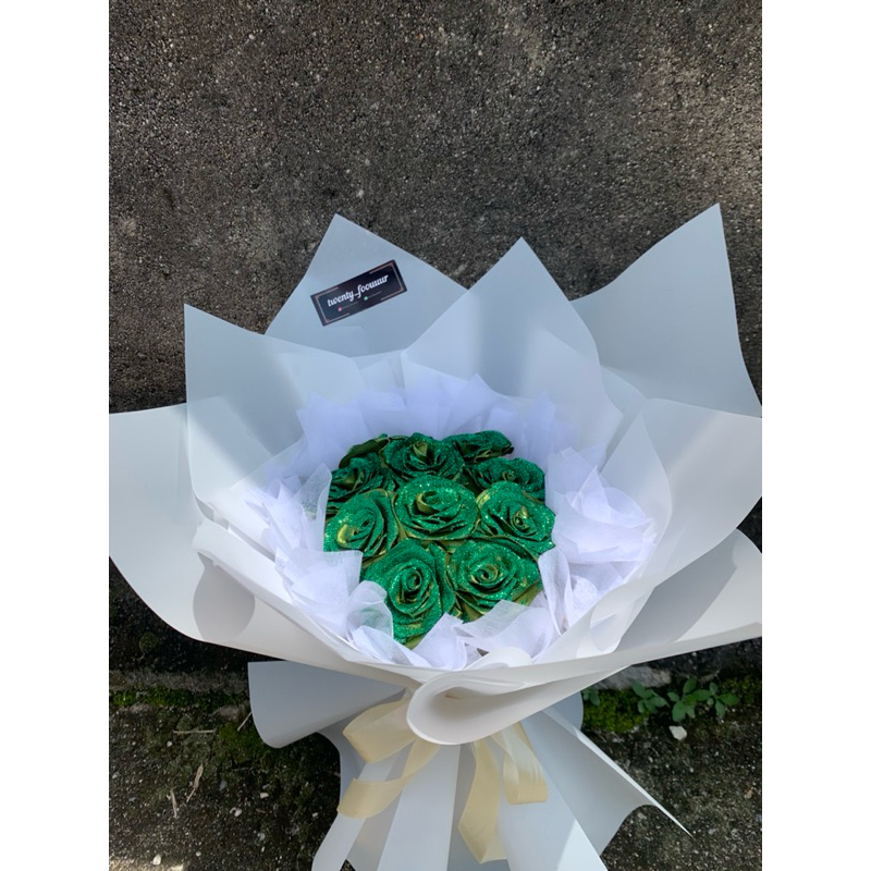 

Buket Bunga pita satin gliter