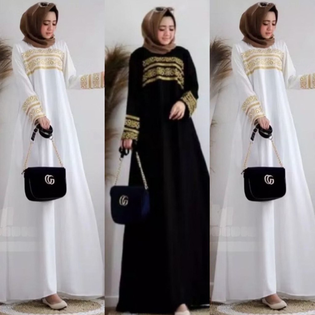 TERBARU 2025 - MAXI LONG DRESS MUSLIM BORDIR FAIZZA SIZE M (10-15TAHUN) - XXL - GAMIS BORDIR MEWAH -