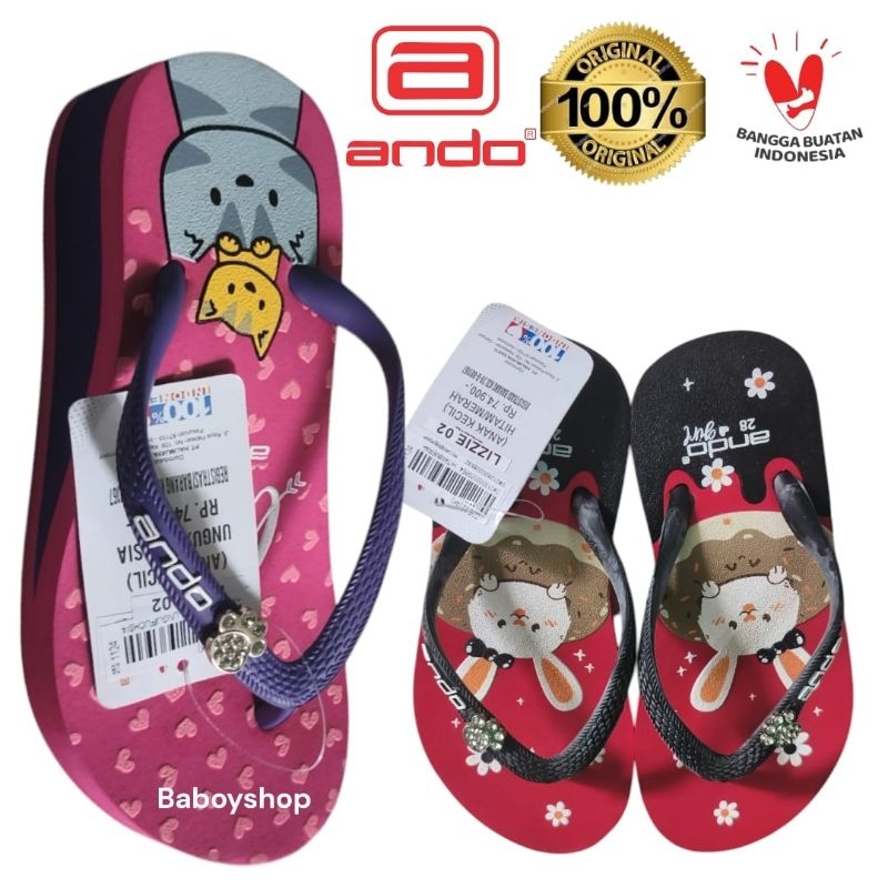 SANDAL ANAK PEREMPUAN ANDO ORIGINAL SANDAL JEPIT ANDO  HELLO KITTY