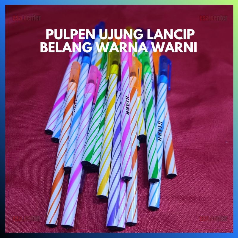 

Pulpen Belang Warna Warni Ujung Lancip / Pen Warna Warni Belang Ujung Lancip