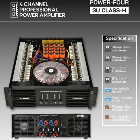 Power DB Voice POWER FOUR Original Amplifier Class H 4 Channel