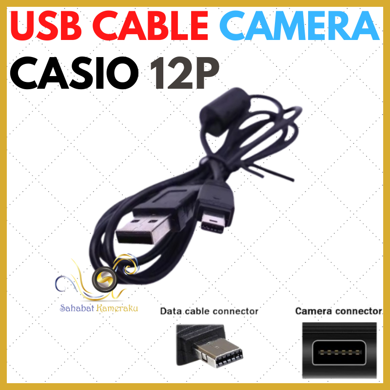 Kabel Data Usb 12P Casio Exilim EX-TR100 TR150 TR200 ZR20 ZR200 ZR300 ZR400 ZR1000 ZR1200 ZR1500 EX-