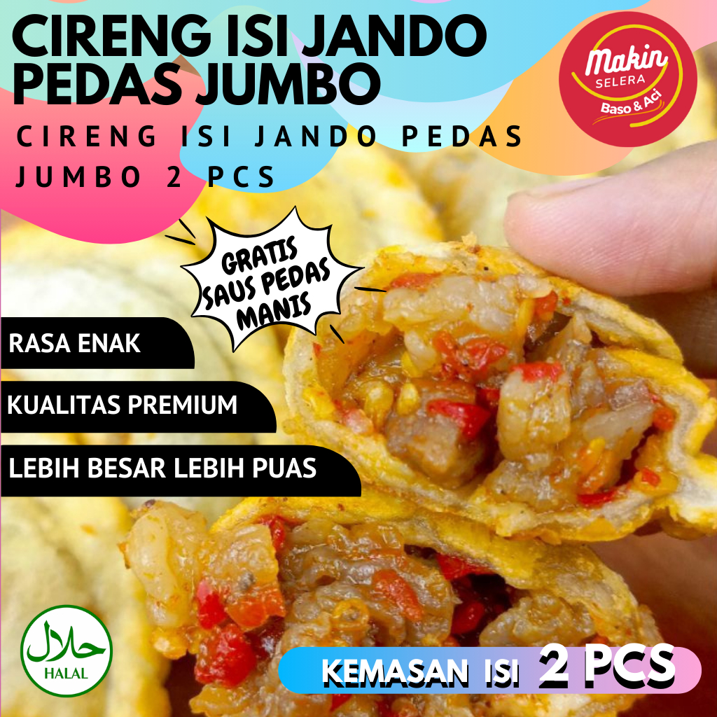 

( Khusus Medan Dan Sekitar ) Cireng Isi Jando Pedas Jumbo 2 Pcs Cireng Isi Tetelan sapi Makin Selera