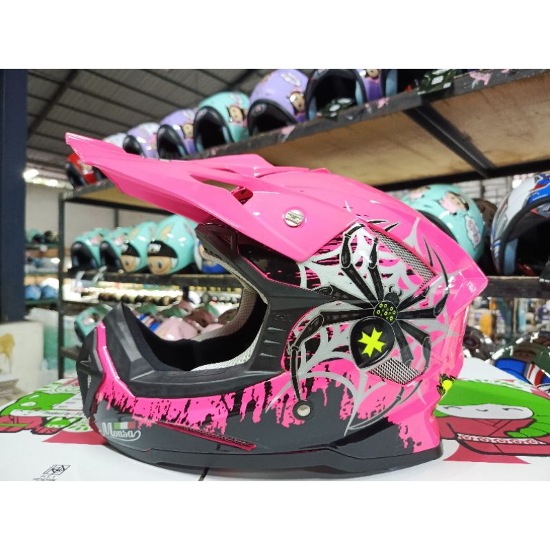 helm trail monsa cross motif original free kaca goggle