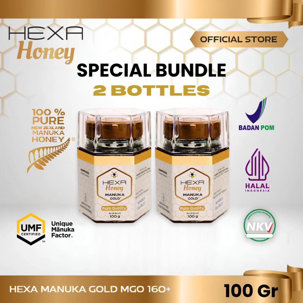 

Promo Special Bundle Madu Manuka Hexa Honey Manuka Gold (MGO 160+) 100gr