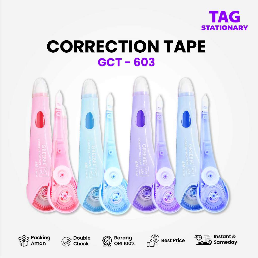 

GREEBEL Correction Tape Tip Ex Kertas GCT-603 / Correction Tape Timur Agung Grosir