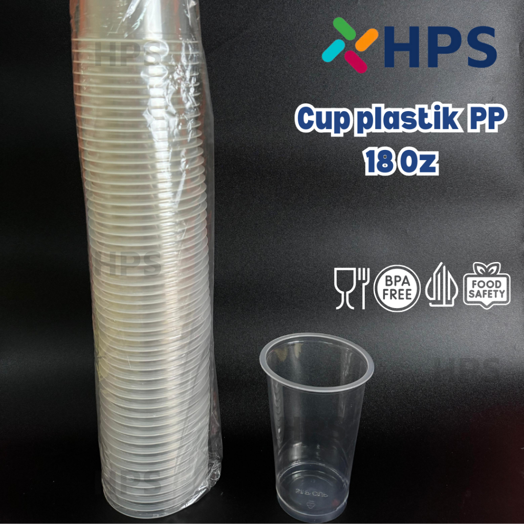 Cup Plastik PP 18 oz Gelas Bening Tebal Gelas Pop Ice Murah Berkualitas