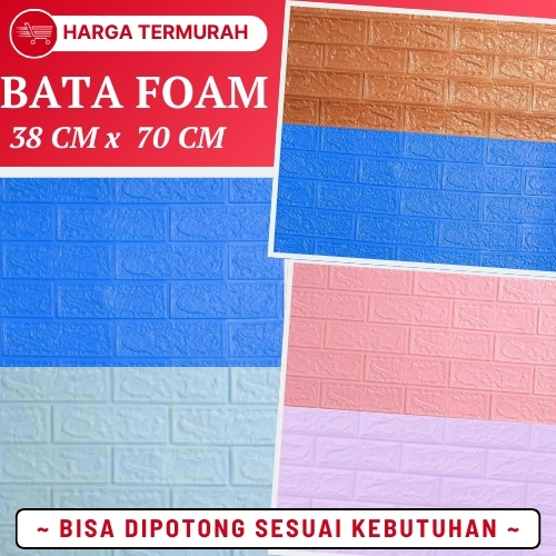 Sticker Wallpaper Bata Kasar Warna Biru Tua Biru Muda Anti Air Walpaper Bata Foam Dekorasi Dinding
