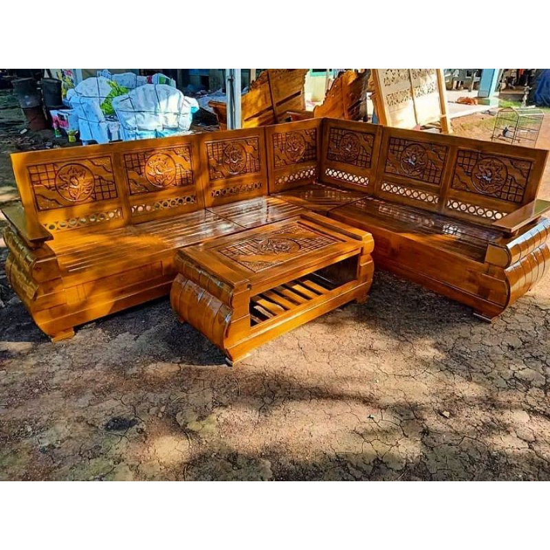 kursi tamu sudut kayu jati kombinasi ukiran, kursi tamu kayu jati, kursi sudut kayu jati