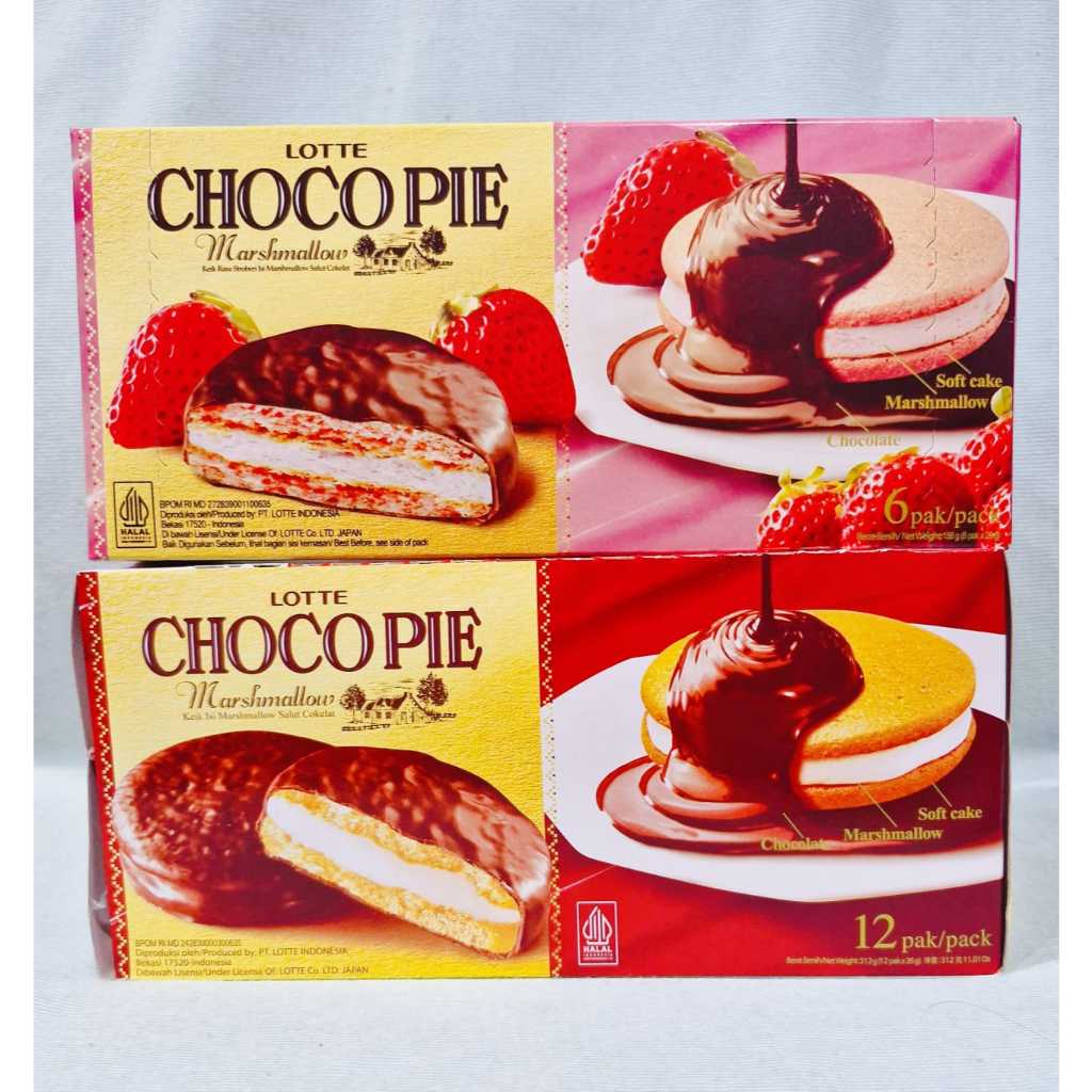 

Lotte Chocopie Marshmallow Coklat / Strawberry (1 Box isi 6 Pcs / 12 Pcs)