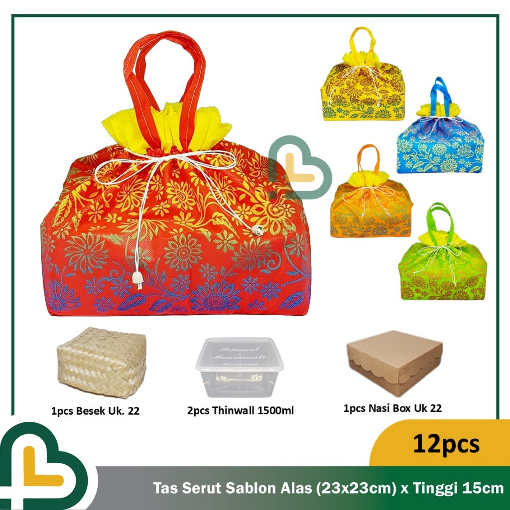 

12pc Tas Kain Serut Spunbond Sablon Motif Hajatan Syukuran Besekan 22
