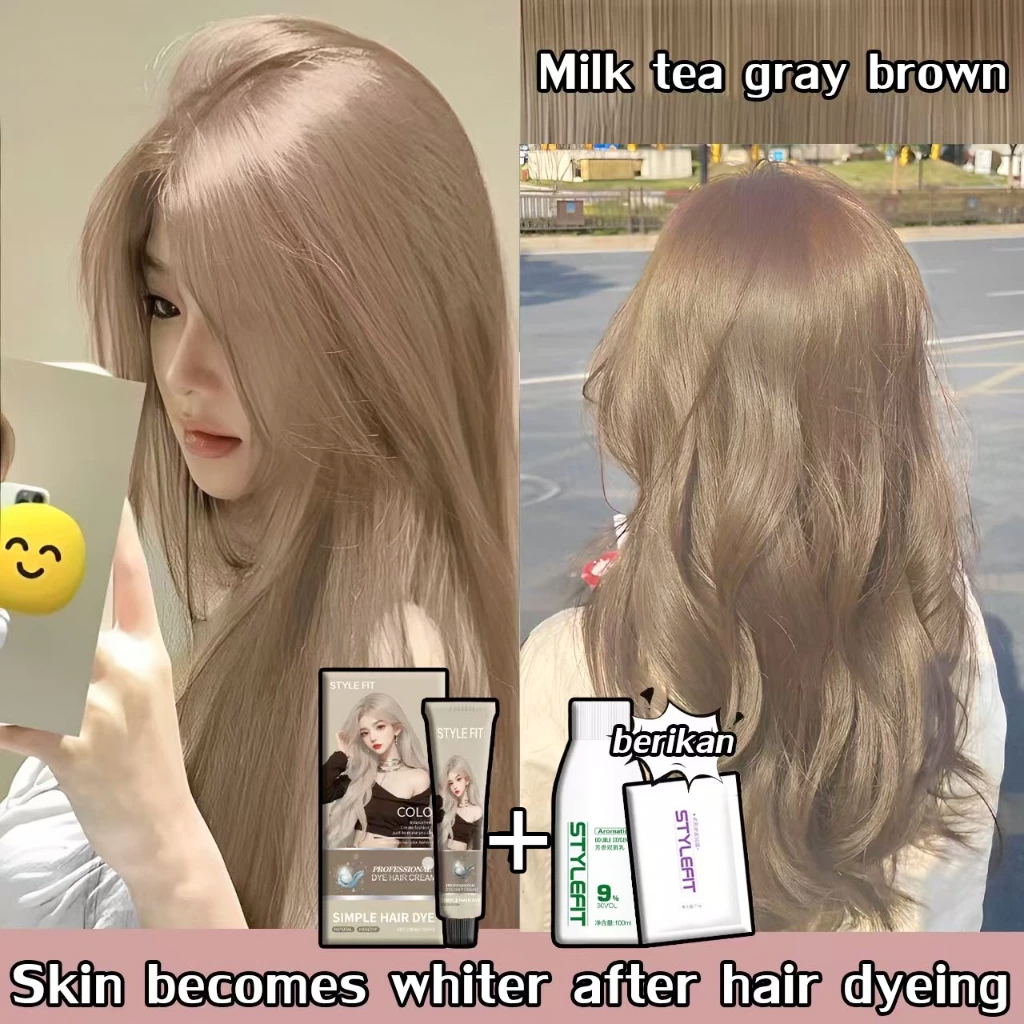 [100ml gratis 100ml] Tidak perlu pemutihan hair colour pewarna rambut 230ml Pewarna Herbal Cat Rambu