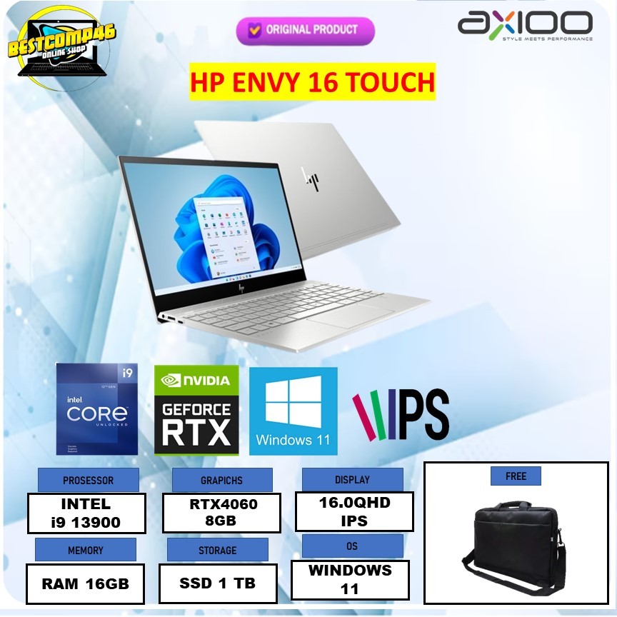 HP ENVY 16 TOUCH I9 13900 RTX4060 8GB/ 16GB 1TB W11 16.0QHD IPS