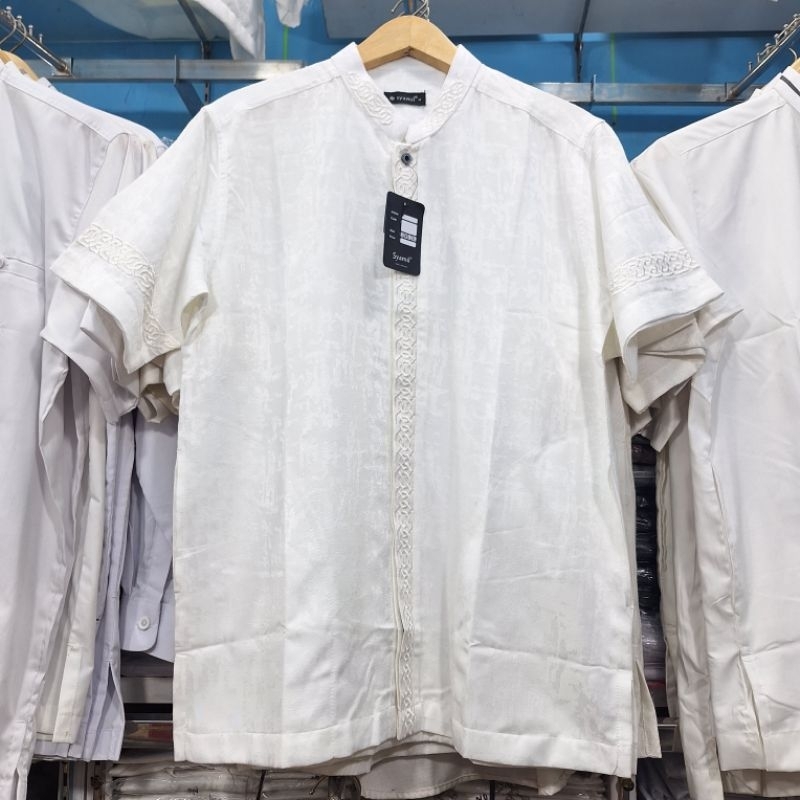 Syamil-Koko Putih Bordir List Bahan Katun Jaguard