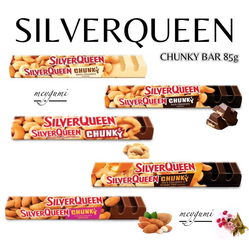 

SILVERQUEEN Chunky Bar 85gr | Free packing box kardus + bubble wrap | Cokelat Ukuran Besar | Cashew | Almond | Dark Chocolate | White chocolate | Mede | susu cokelat promo, murah | camilan | kacang mete, mede | Coklat | Halal