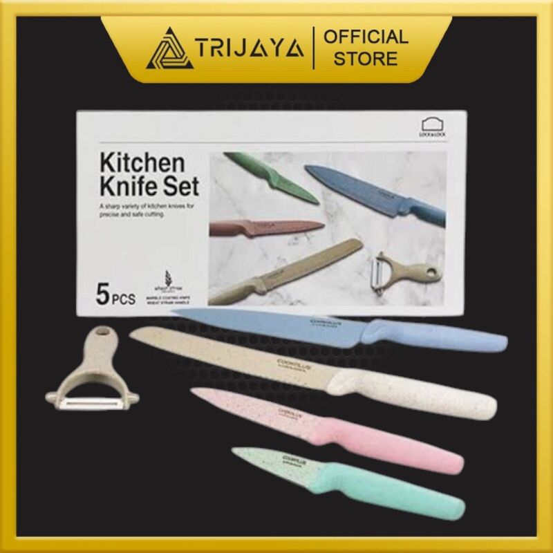 KITCHEN KNIFE 5 SET COOKPLUS LOCK & LOCK ( Pastel ) /Pisau Dapur Pastel Lock n Lock / Lock&Lock