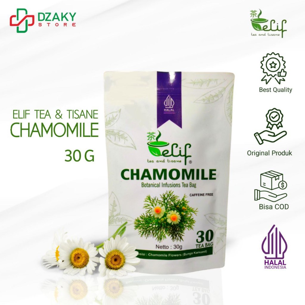 

ELIF TEA AND TISANE Chamomile Tea | Teh Bunga Camomile | Teh Insomnia Susah Tidur | Pure Herbal Tea Series | 30 Tea Bag