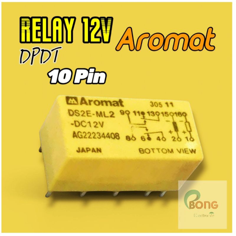 Relay 12V DPDT 10 Pin Merk Aromat