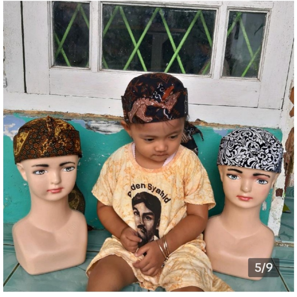 Blangkon Sunda Totopong daerah untuk anak bayi usia 0-3 tahun motif random