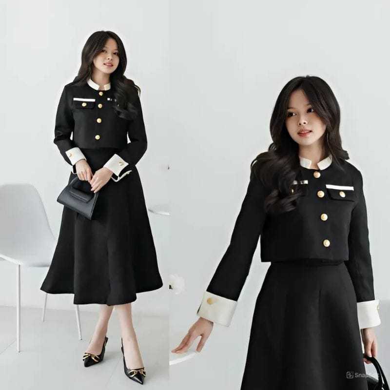 Setelan Blazer Remaja Baju Dan Rok Model Korea Set Wanita One Set Polos Tebaru Elora
