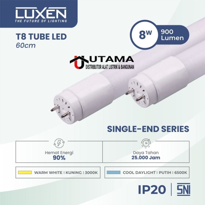 Luxen Lampu TL LED Tube Light T8 Single End 8 watt
