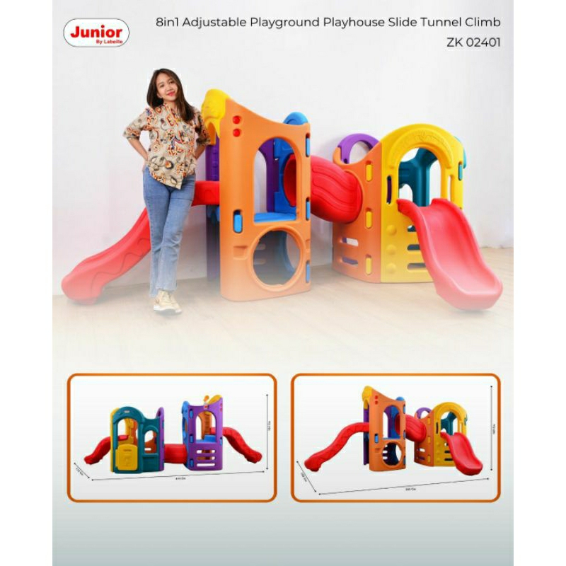 Junior 8 in 1 Adjustable Playground PlayHouse Slide Tunnel Climb/ Slide Tunnel Climb ZK02401/ Playgr