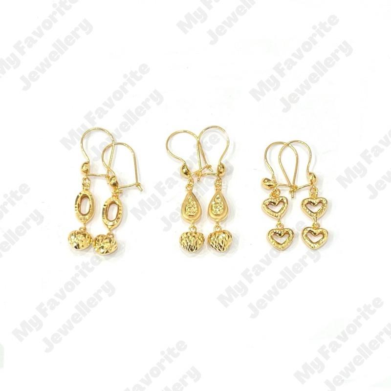 Anting Gantung Susun Emas Asli Kadar 700