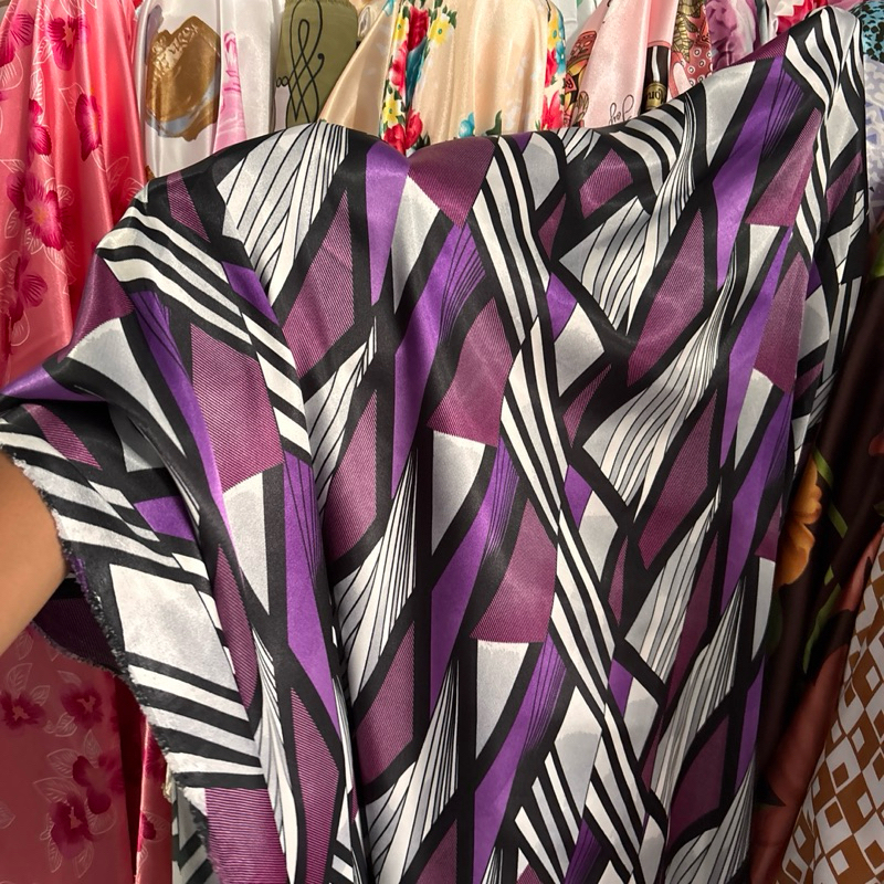 KAIN SATIN SILK MOTIF PREMIUM - lq - kain satin motif kembang - kain silk motif - kain bahan motif -