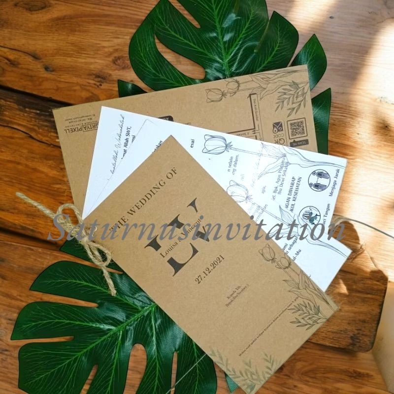 Undangan Pernikahan Unik Rustic Vintage Murah pakai Tali Rami / Cetak Undangan Pernikahan