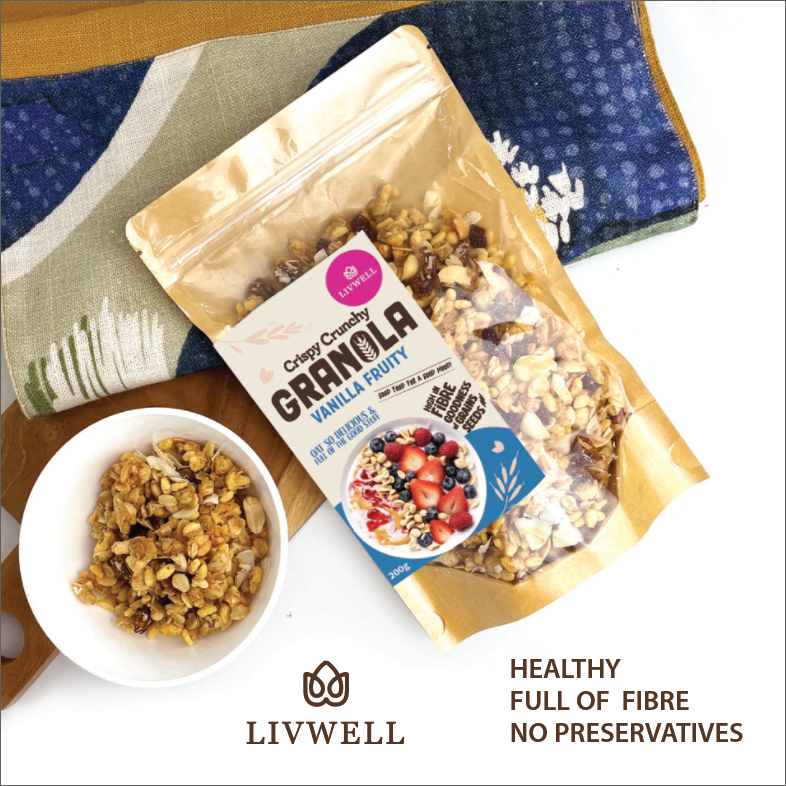 

Livwell - GRANOLA CRUMBS 350gr (Nuts & Fruits Varian Rasa)