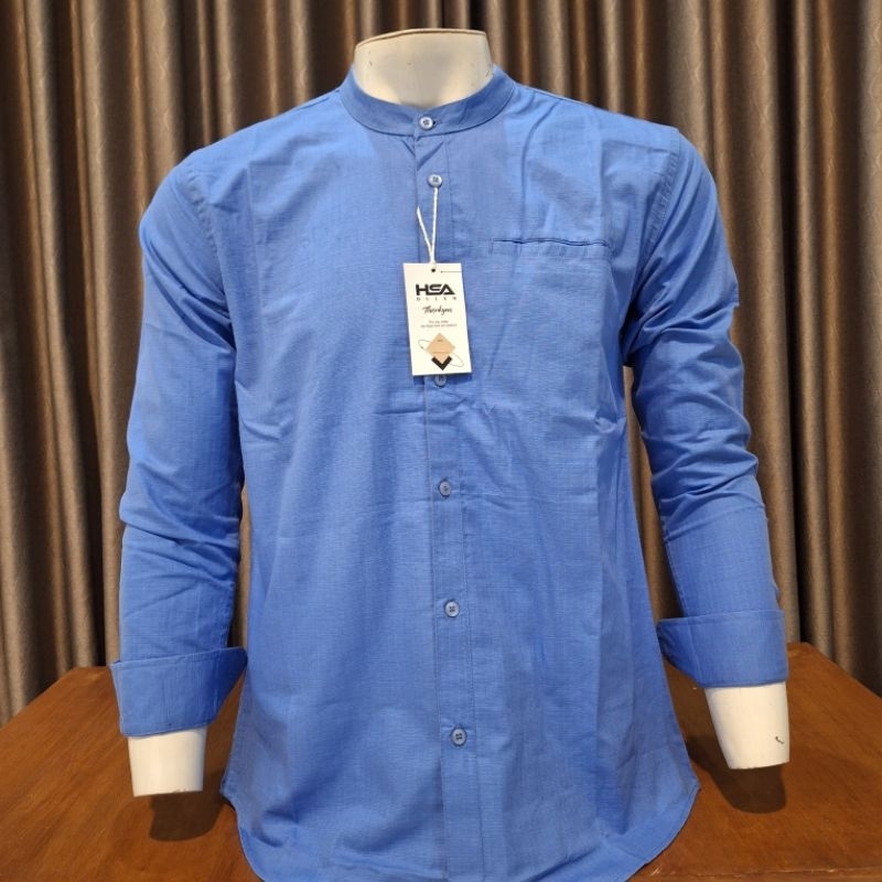 Kemko Kemeja koko Biru laut HSA Hulem terbaru pria dewasa slimfit