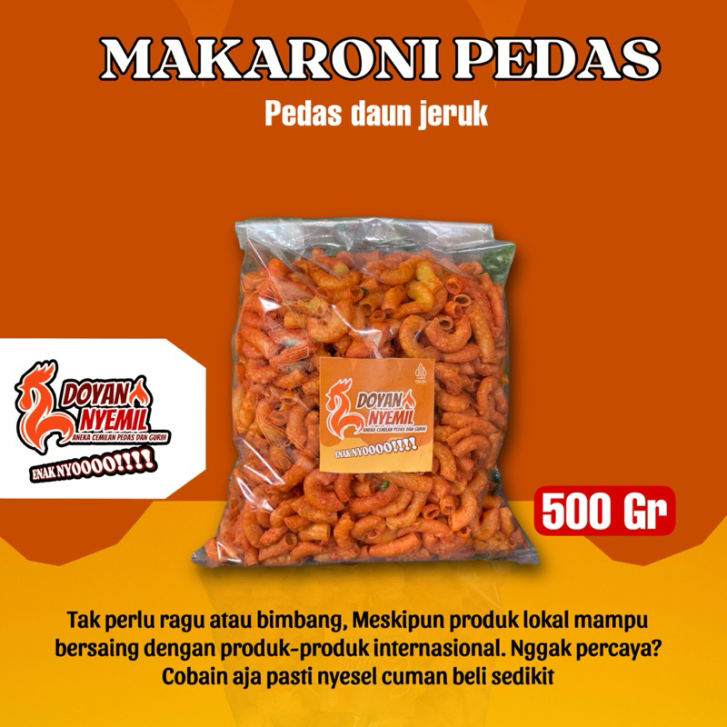 

Doyan nyemil - 500Gr Makaroni pedas daun jeruk asin gurih dan lezat