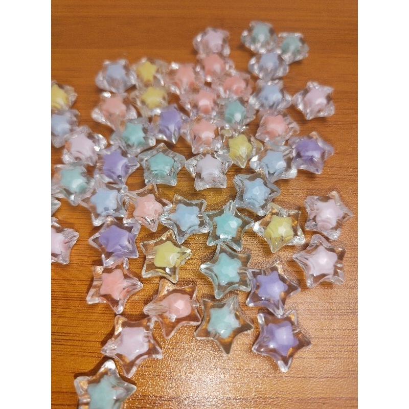MANIK MANIK KRISTAL TRANSPARAN (Bintang) ukuran 1,5 cm(besar) mix 20g