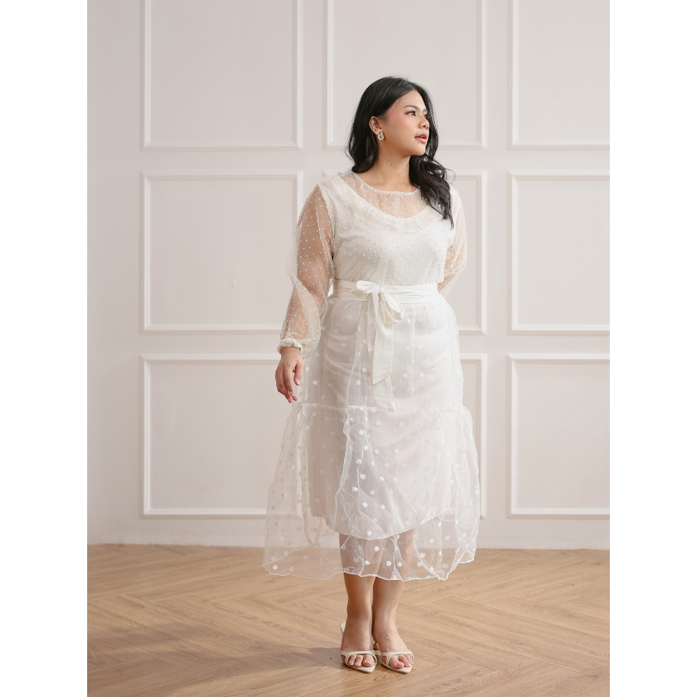 Xtramiles - Valencia Dress Putih Big Size | Dress Wanita Plus Size Big Size