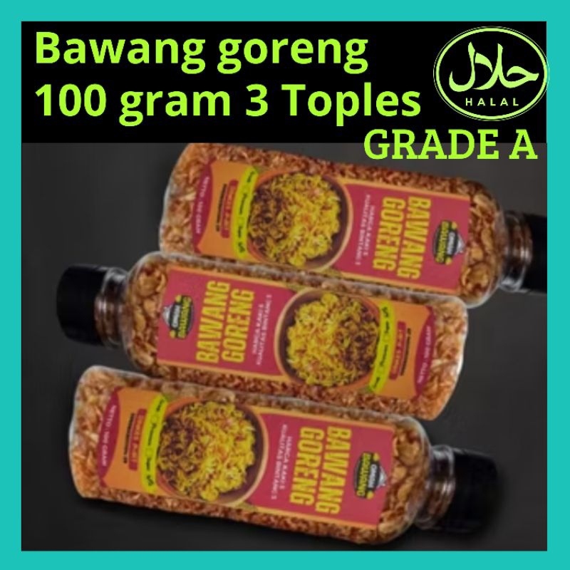 

Paket 3 TOPLES Bawang merah goreng 100 gram Grade A bima Gurih berkualitas terbaik