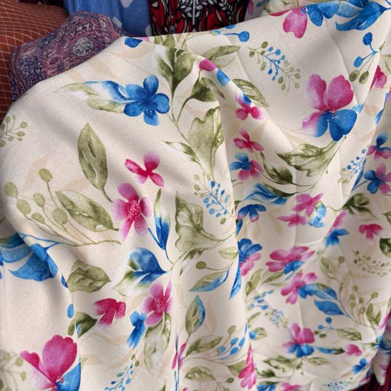 Kain Wolpeach Motif Premium - kain motif bunga - kain Wolfis premium - kain motif - kain bahan Wolfi