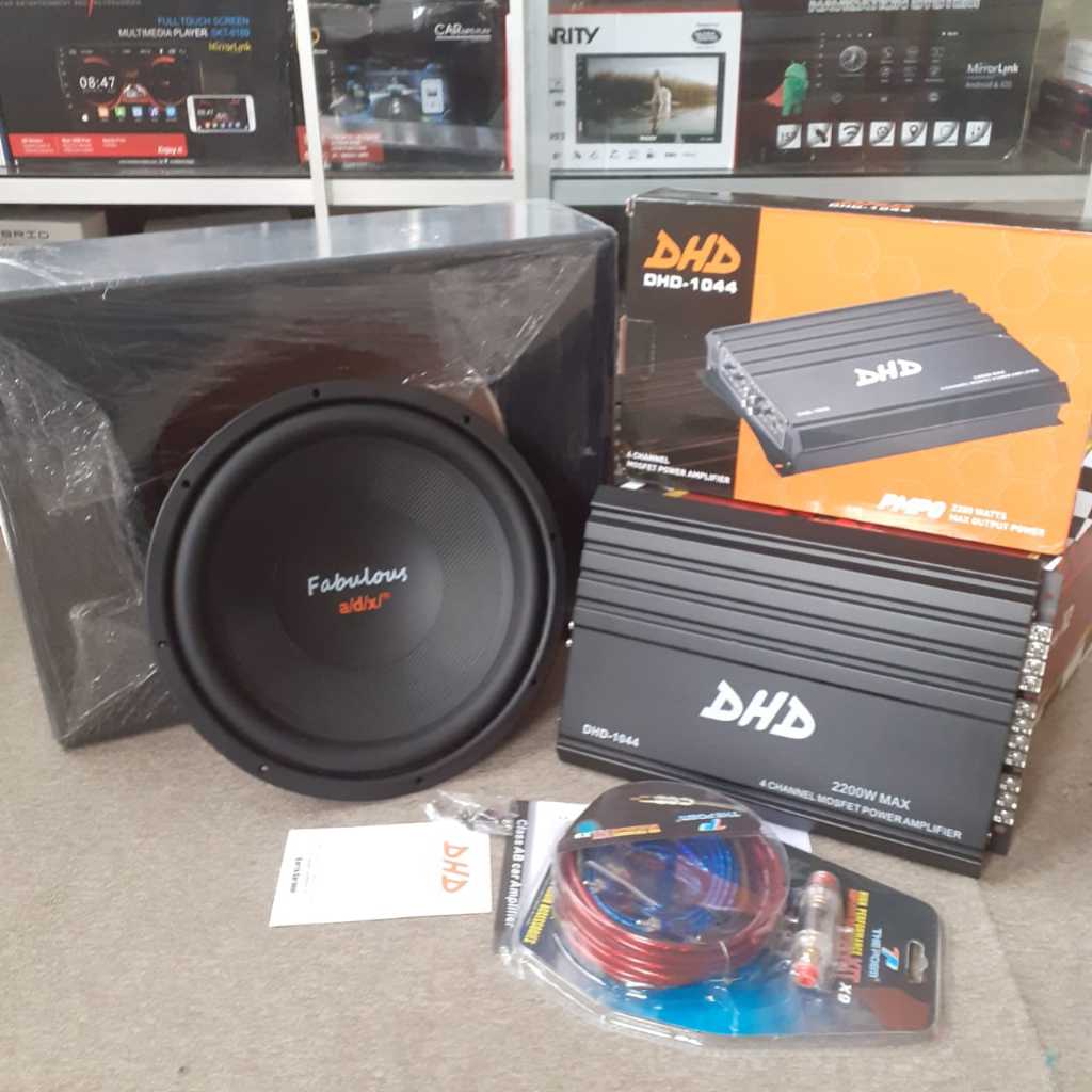 PAKET LENGKAP AUDIO MOBIL POWER DHD + SUBWOOFER 12 ADX FABULOUS + BOX + KABEL INSTALASI