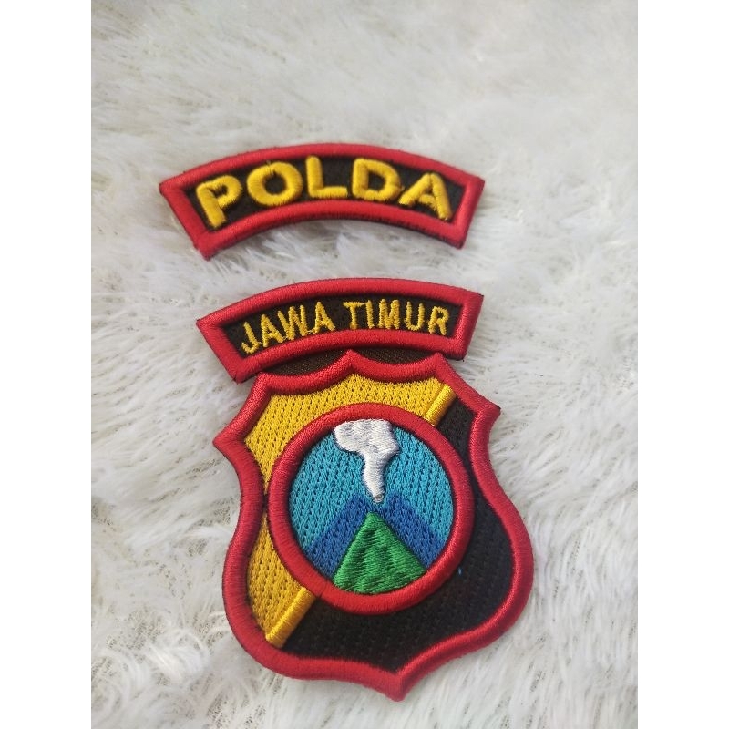 LOGO POLDA JAWA TIMUR BORDIR TIMBUL 3D, ATRIBUT POLRI BORDIR TIMBUL