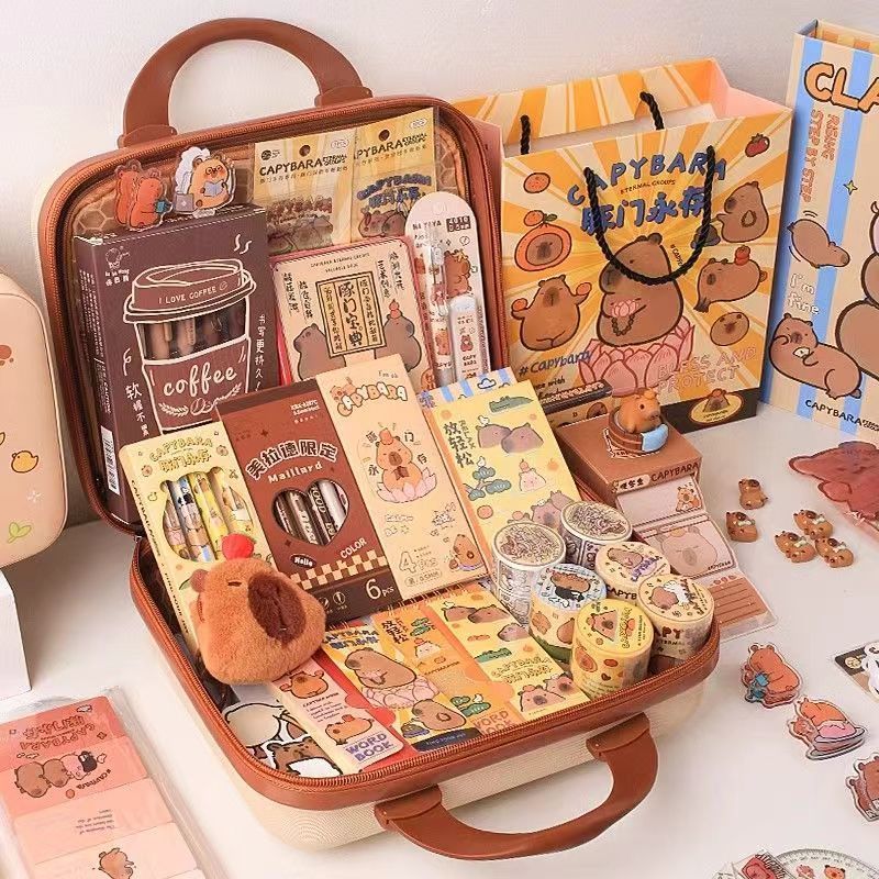 

Tas hadiah Capybara hadiah ulang tahun hadiah hadiah ulang tahun anak perempuan bernilai tinggi perlengkapan sekolah perlengkapan alat tulis kotak hadiah mulai set sekolah